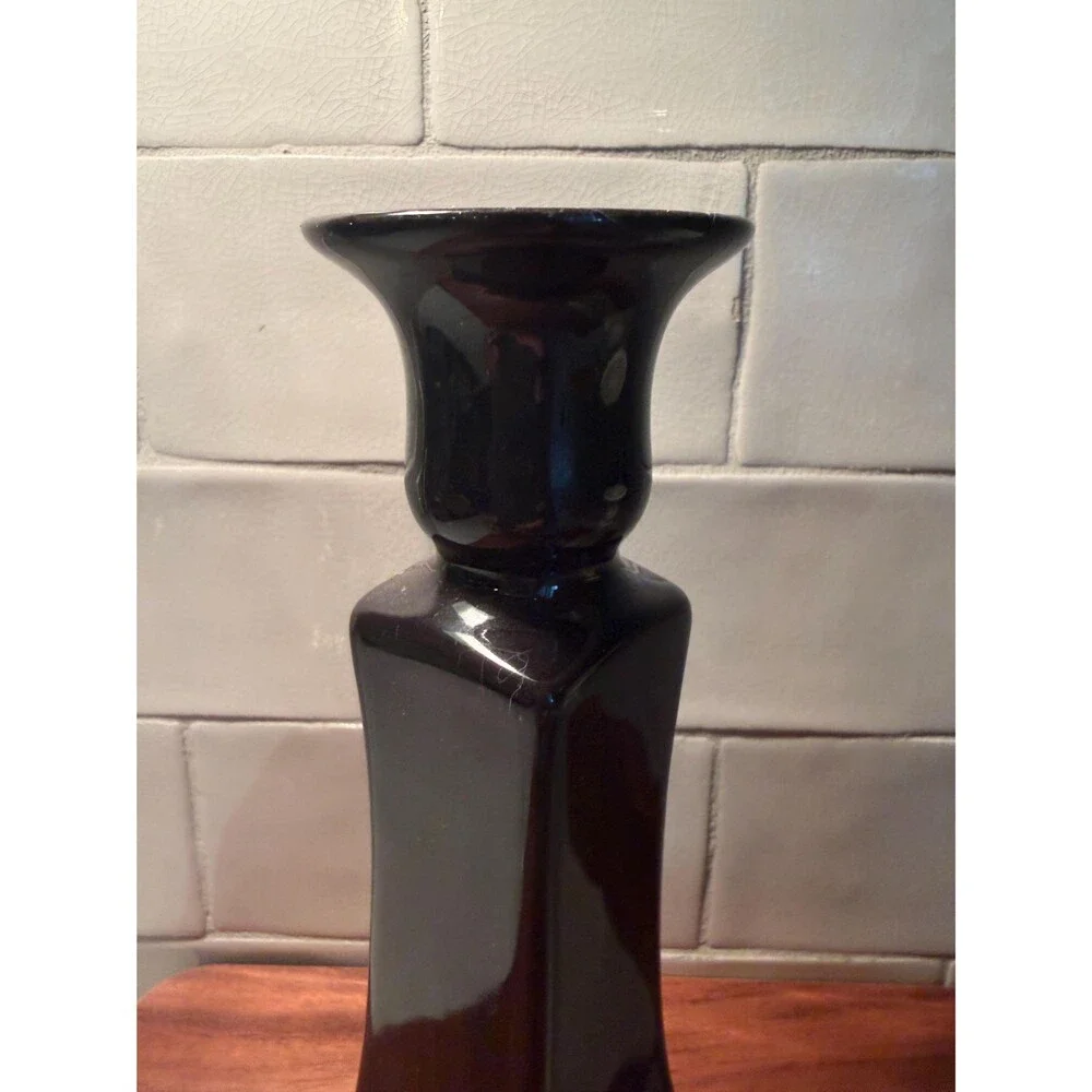 Vintage Royal Haeger Candlestick Holders Set Black and Cream Ceramic